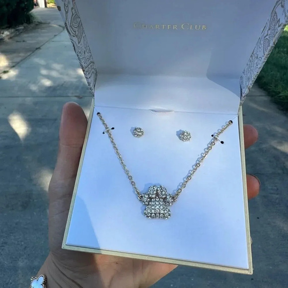 NWT Doggie Pawn Necklace Earrings Set - Picture 1 of 6
